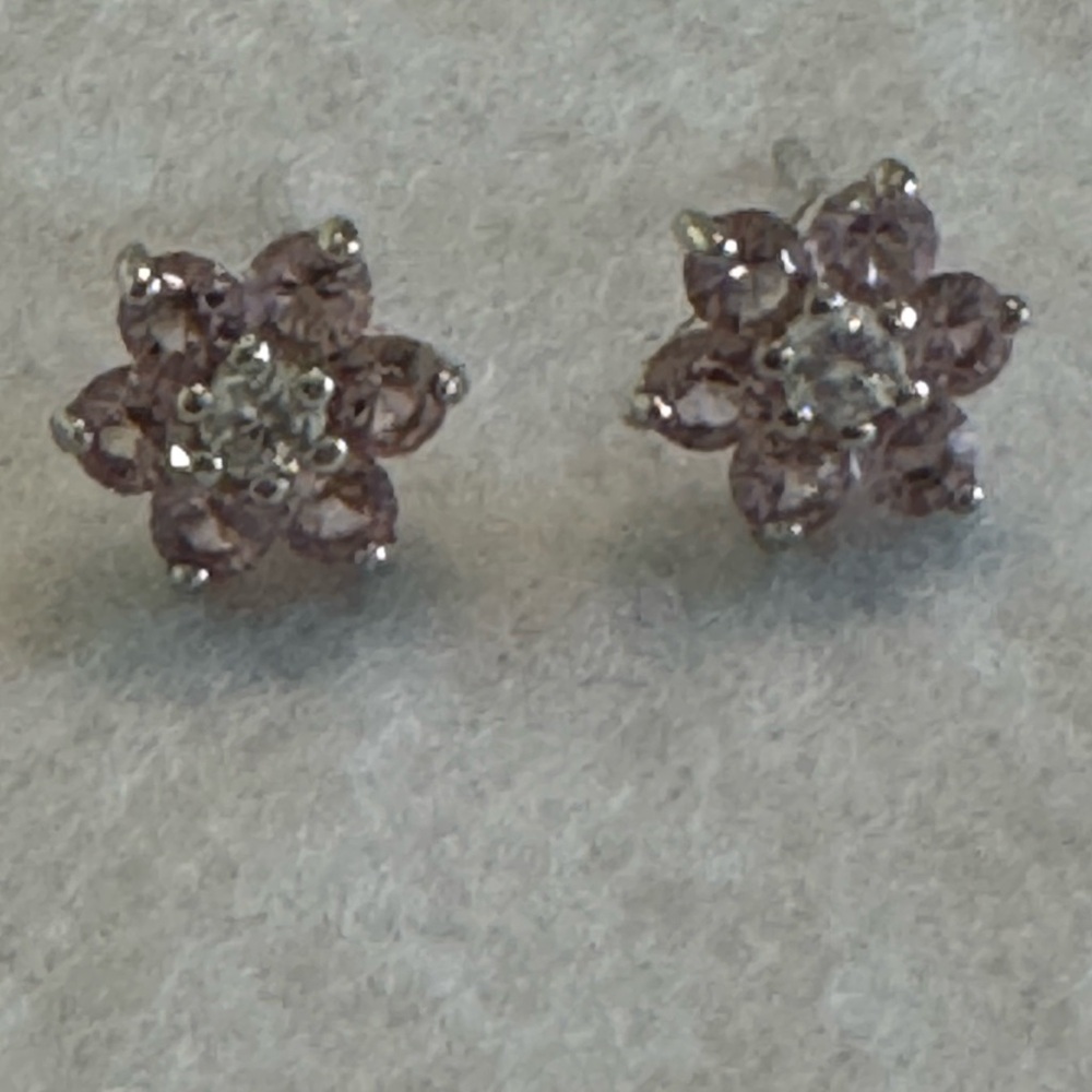 Elegant Floral Pink and Silver Earrings